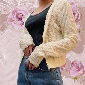 LOVE SHACK FANCY Janie Heart Pointelle Knit Cardigan (SOLD OUT ONLINE)